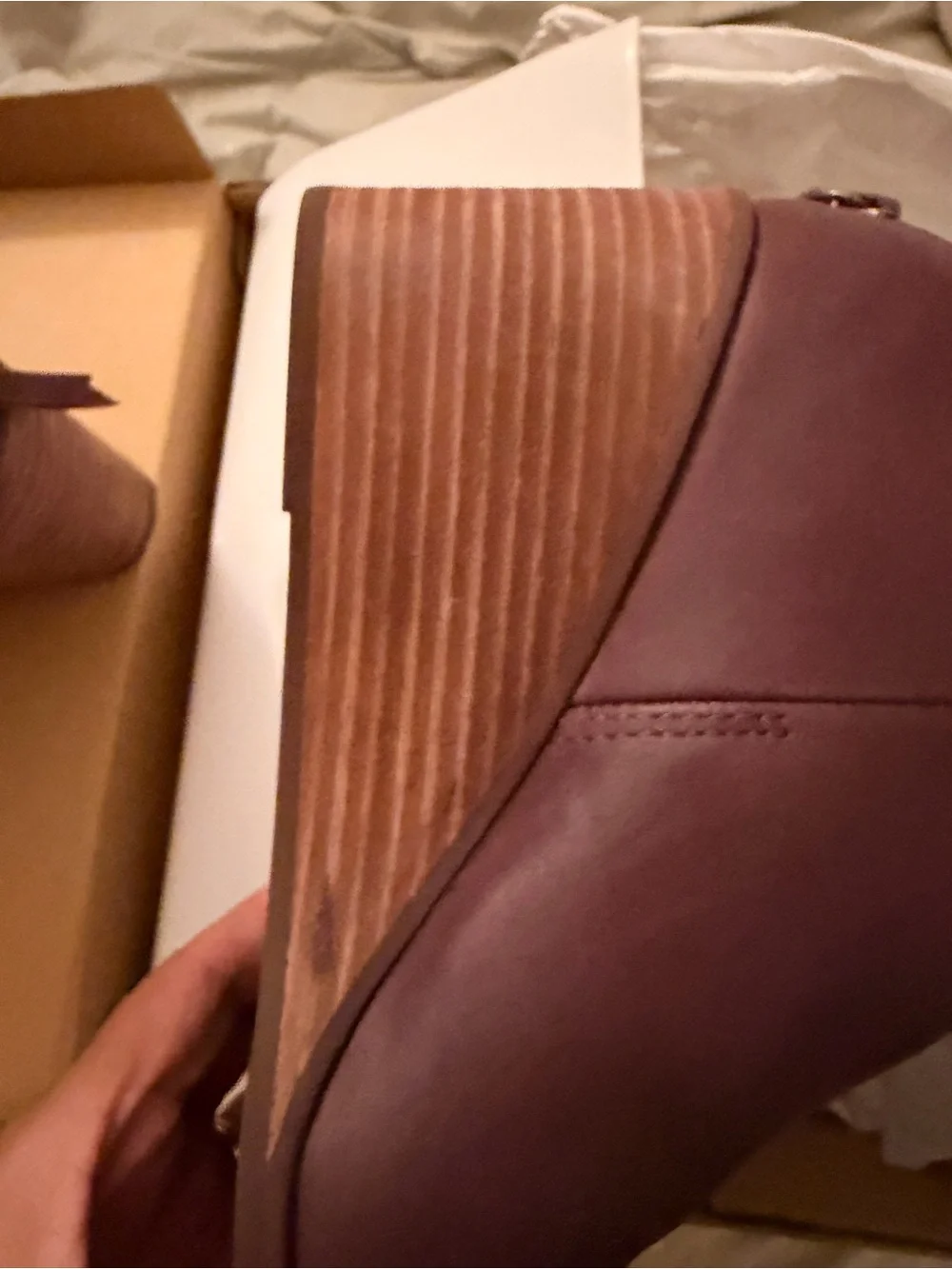Toms Plum Ankle Bootie with Stacked Heel